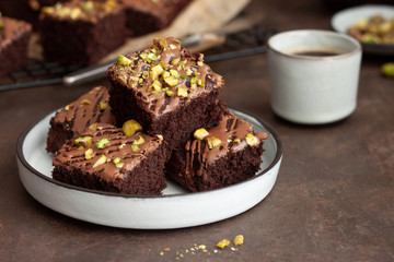 Homemade Chocolate Brownie with pistachios