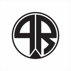 PR Logo monogram circle with piece ribbon style on white background