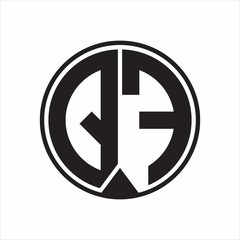 QF Logo monogram circle with piece ribbon style on white background