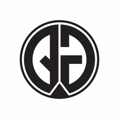 QG Logo monogram circle with piece ribbon style on white background