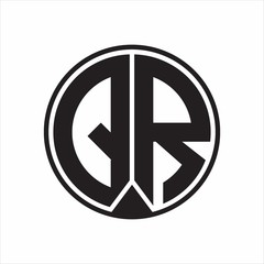 QR Logo monogram circle with piece ribbon style on white background