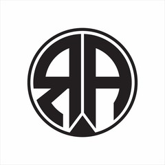 RA Logo monogram circle with piece ribbon style on white background