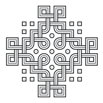 Viking Decoration Knot - Interweaved Rings n Squares Cross
