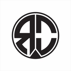 RO Logo monogram circle with piece ribbon style on white background
