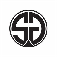 SG Logo monogram circle with piece ribbon style on white background