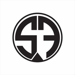 Obraz premium SF Logo monogram circle with piece ribbon style on white background