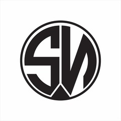 SN Logo monogram circle with piece ribbon style on white background