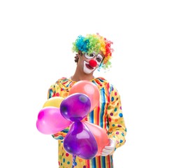 Funny clown isolated on white background