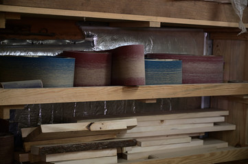 A photo of a woodworking machine in a workshop. Universal industrial concept.