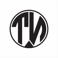TN Logo monogram circle with piece ribbon style on white background
