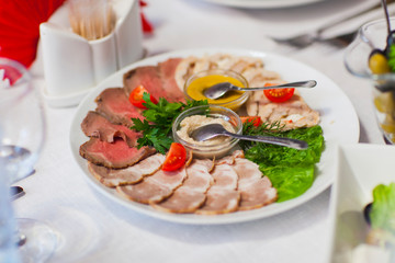 cold cuts on the festive table