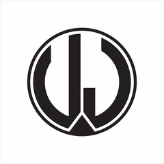 UJ Logo monogram circle with piece ribbon style on white background