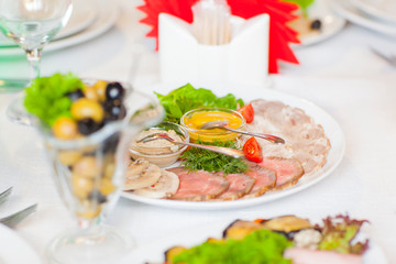 cold cuts on the festive table
