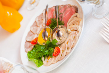 cold cuts on the festive table