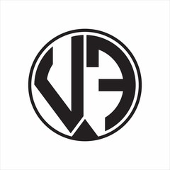 VF Logo monogram circle with piece ribbon style on white background