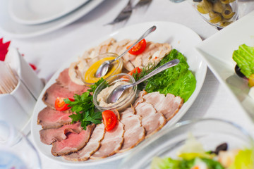 cold cuts on the festive table