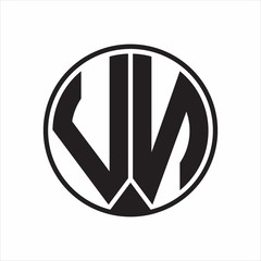 VN Logo monogram circle with piece ribbon style on white background