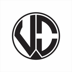 VO Logo monogram circle with piece ribbon style on white background