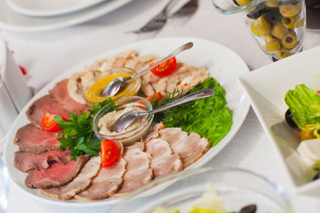 cold cuts on the festive table