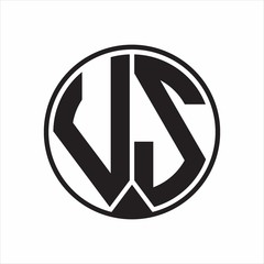 VS Logo monogram circle with piece ribbon style on white background