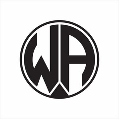 WA Logo monogram circle with piece ribbon style on white background