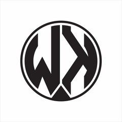 WK Logo monogram circle with piece ribbon style on white background