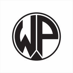 WP Logo monogram circle with piece ribbon style on white background