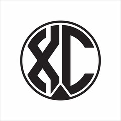 XC Logo monogram circle with piece ribbon style on white background