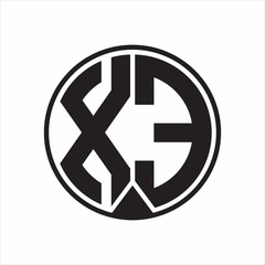 XE Logo monogram circle with piece ribbon style on white background