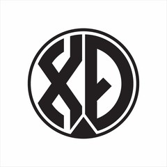 XQ Logo monogram circle with piece ribbon style on white background