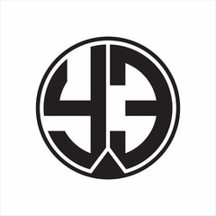YE Logo monogram circle with piece ribbon style on white background