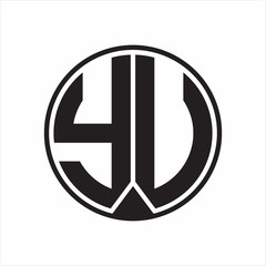 YU Logo monogram circle with piece ribbon style on white background