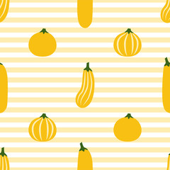 Cartoon Zucchini. Colored Seamless Vector Patterns