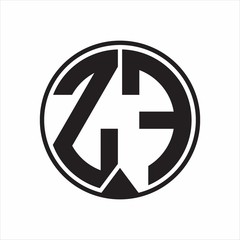 ZF Logo monogram circle with piece ribbon style on white background