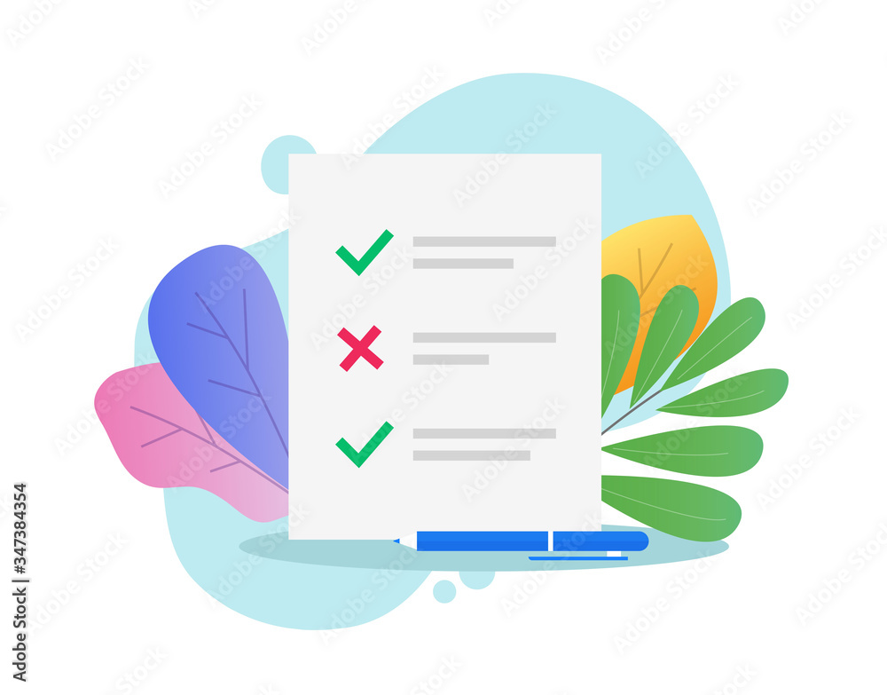 Poster exam results document with pen vector or survey form and test quiz checklist success questionnaire f