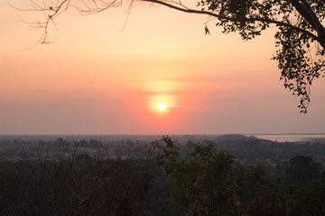 Sunset over West Baray. Angkor-wat. Cambodia.
