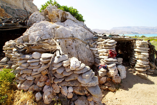 Cave man's nest house in Shuab beach,  Socotra island, Yemen.