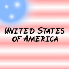 USA brush paint hand drawn lettering on background with flag. America design templates for greeting cards, overlays, posters