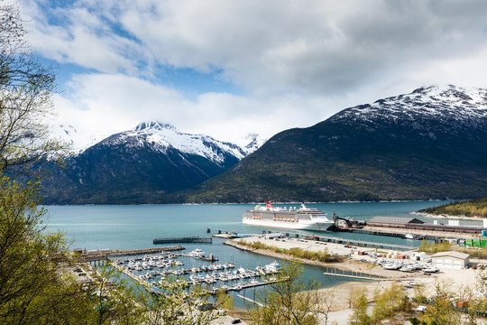 Scenic view of Mountains and the valley in Skagway, Alaska 