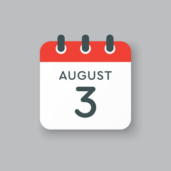Calendar icon day 3 August, date days of the year