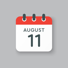 Calendar icon day 11 August, date days of the year