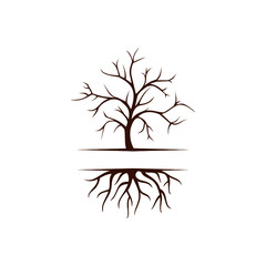 Tree with roots logo Isolated on white background