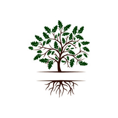 Tree with roots logo Isolated on white background