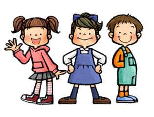 子供　全身ポーズセット（女の子3人組）