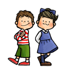 子供　全身ポーズセット（男女ペア）