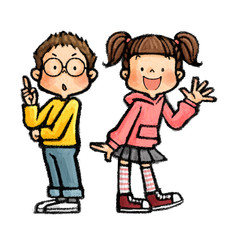 子供　全身ポーズセット（男女ペア）