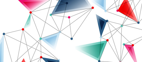 Line points connections, triangular technology design. Abstract geometric background