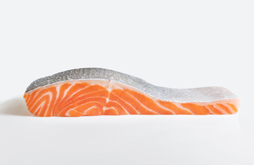Raw fresh Salmon fillet, isolated on white background