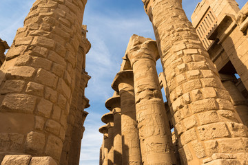 Karnak Temple, The ruins of the temple, Embossed hieroglyphs on the wall