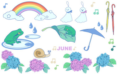 カエルや梅雨素材のセット